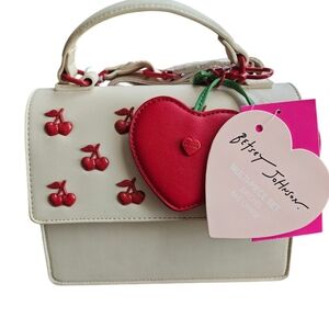 Betsey Johnson Cream and Red Cherry Mini Bag